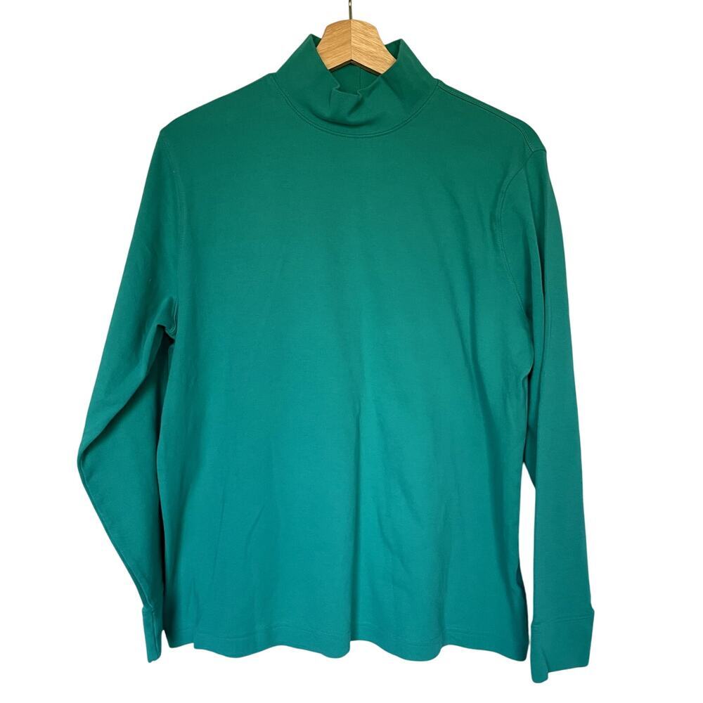 Lands' End relaxed fit green turtleneck shirt women's size 1X top cotton